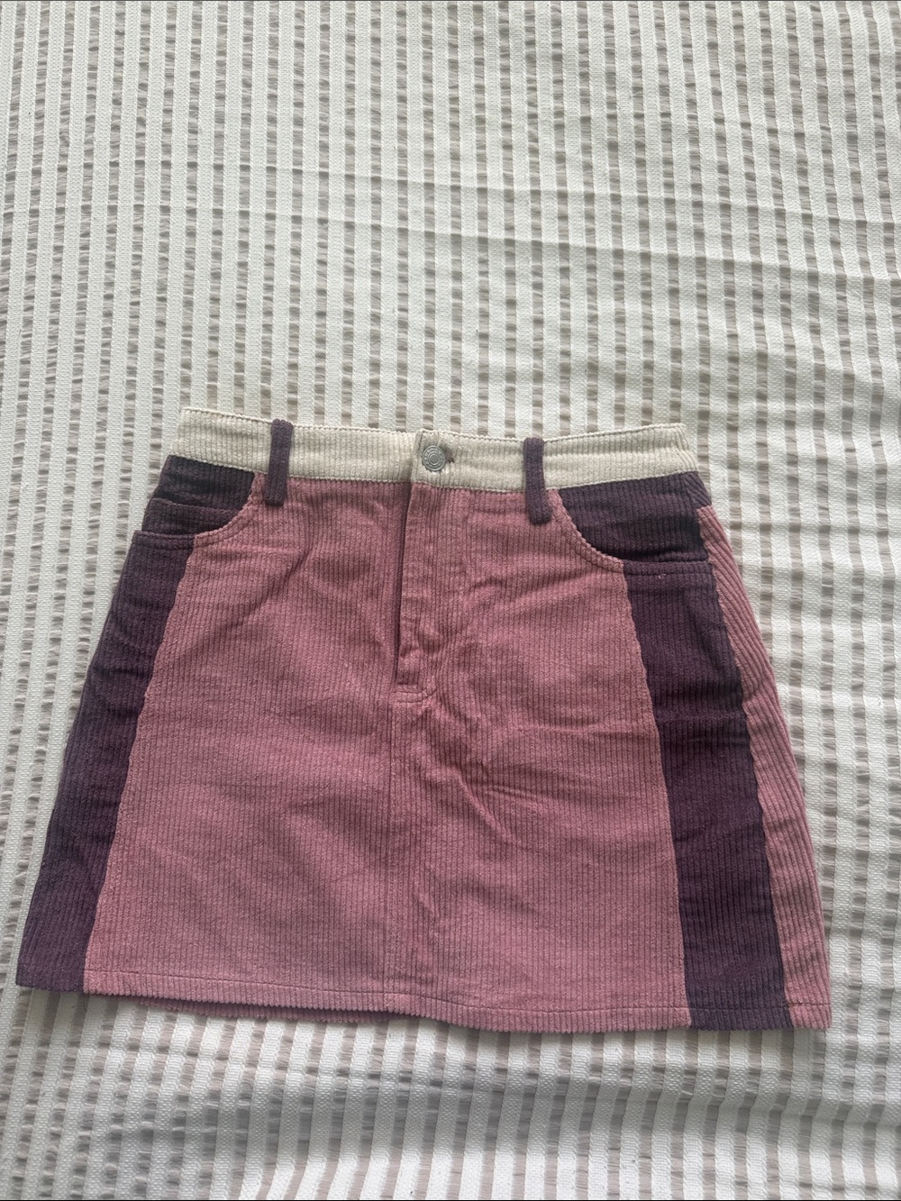 Corduroy Colorblock Mini Skirt